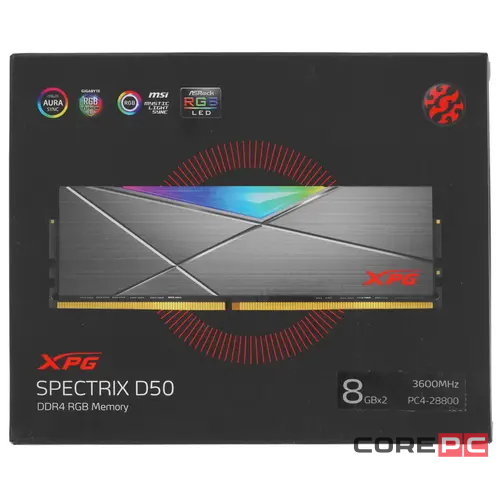 Оперативная память 16 Gb 3600 MHz ADATA XPG SPECTRIX D50 RGB Grey (AX4U36008G18I-DT50) RTL