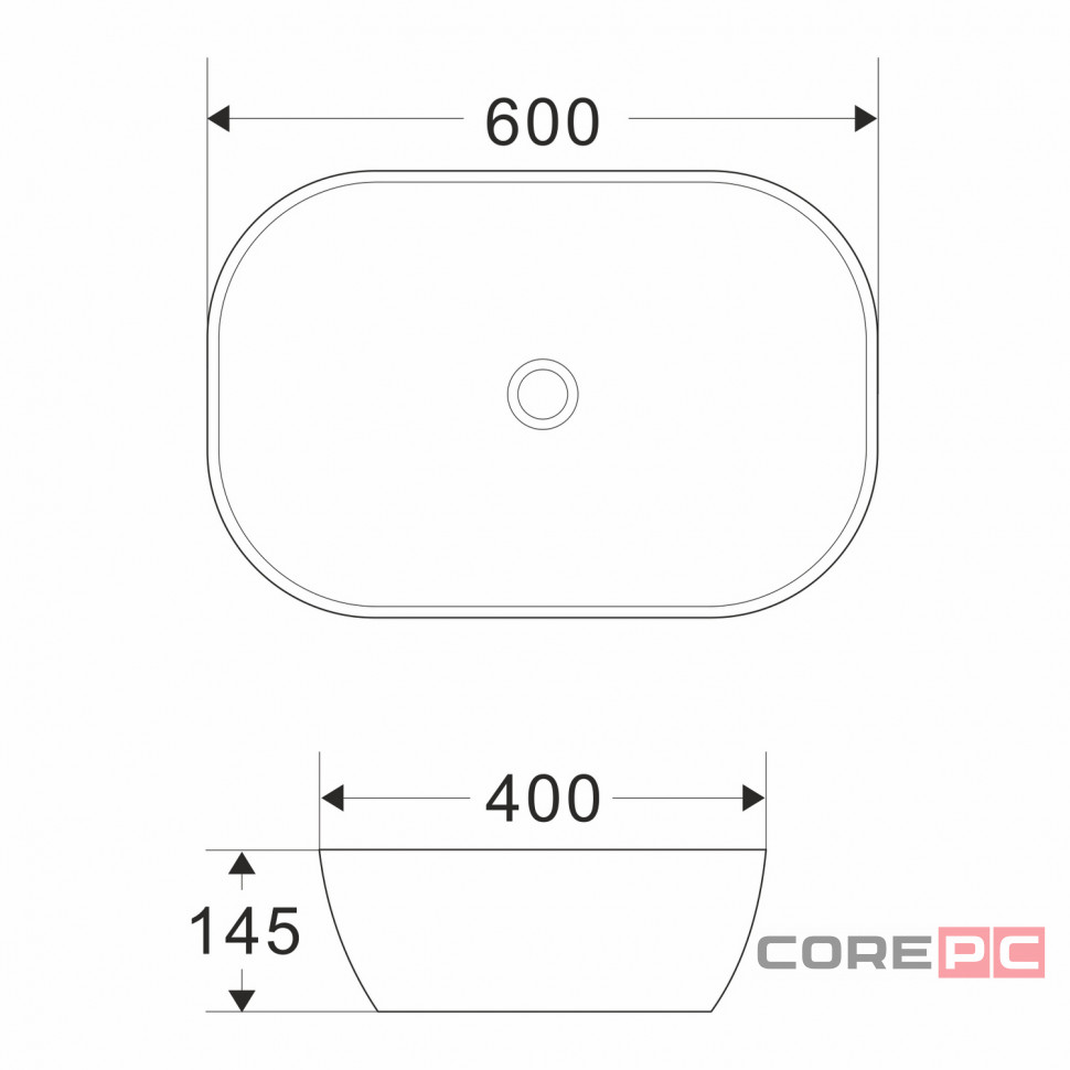 Раковина накладная на столешницу WAVE WAVE 552549, фарфор, овальная, белый