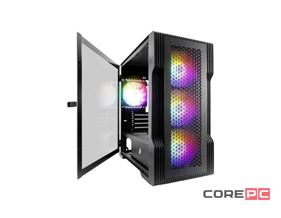 Компьютерный корпус 1STPLAYER TRILOBITE T3 Black TG LED fans (T3-BK-4F1)