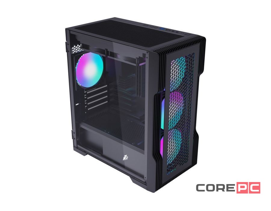 Компьютерный корпус 1STPLAYER TRILOBITE T3 Black TG LED fans (T3-BK-4F1)
