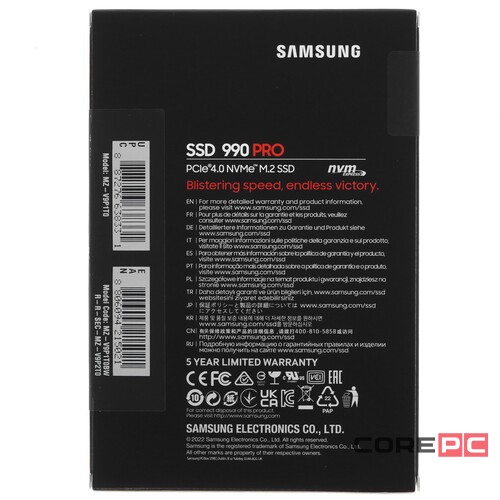 Твердотельный накопитель Samsung 1000 Gb 990 PRO MZ-V9P1T0BW