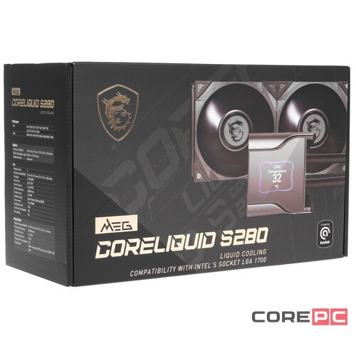 Система жидкостного охлаждения для процессора MSI MEG CORELIQUID S280 2X SILENT GALE Black 9S6-6A0431-001