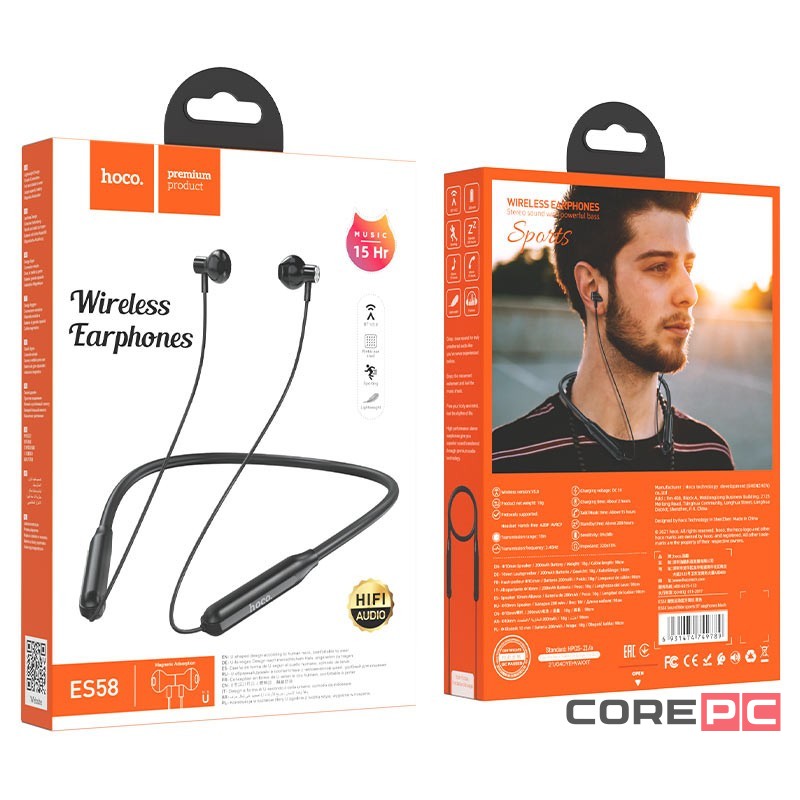 Беспроводные наушники для спорта Hoco ES58 BT5.0/200mAh/15ч черные