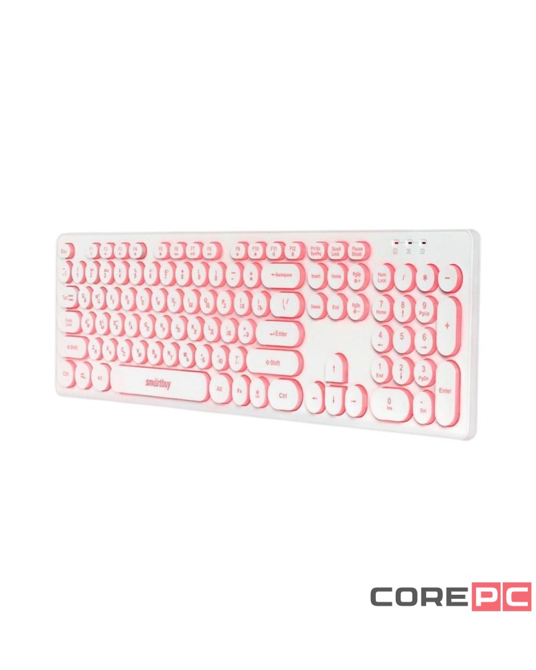 Клавиатура проводная Smartbuy ONE 328 USB/104+12 клавиш/Подсветка LED/1.5м, (SBK-328U-W) белая