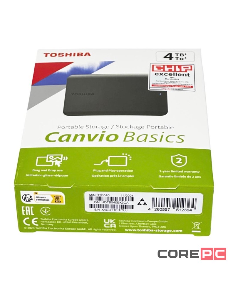 Внешний HDD Toshiba Canvio Basics New 4TB (HDTB440EK3CA) черный