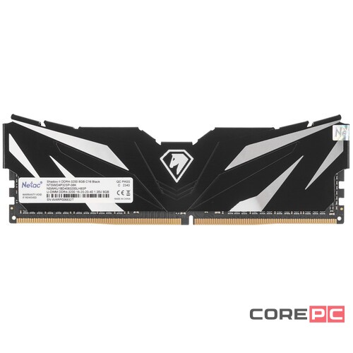 Оперативная память 8 Gb 3200 MHz NETAC SHADOW II Black (NTSWD4P32SP-08K)