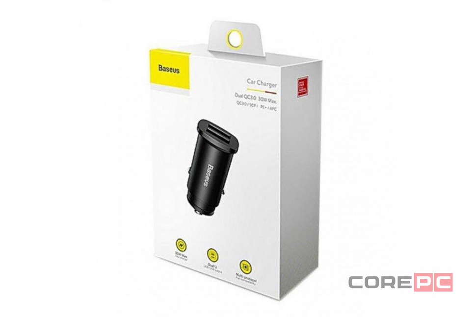 Автомобильное заряд. устр. Baseus Square Metal 2USB 30W CCALL-DS01 черное