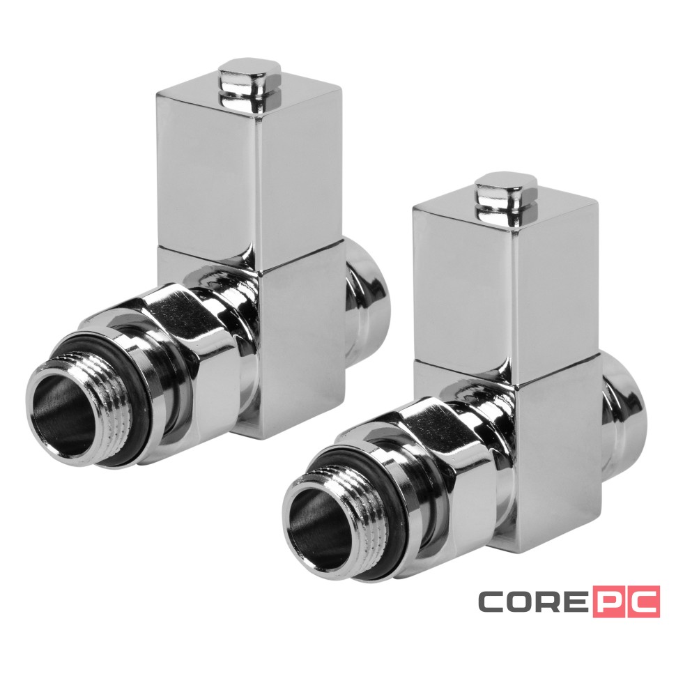 Набор дизайн-вентилей CUBE, прямой (хром) 1/2quot;
