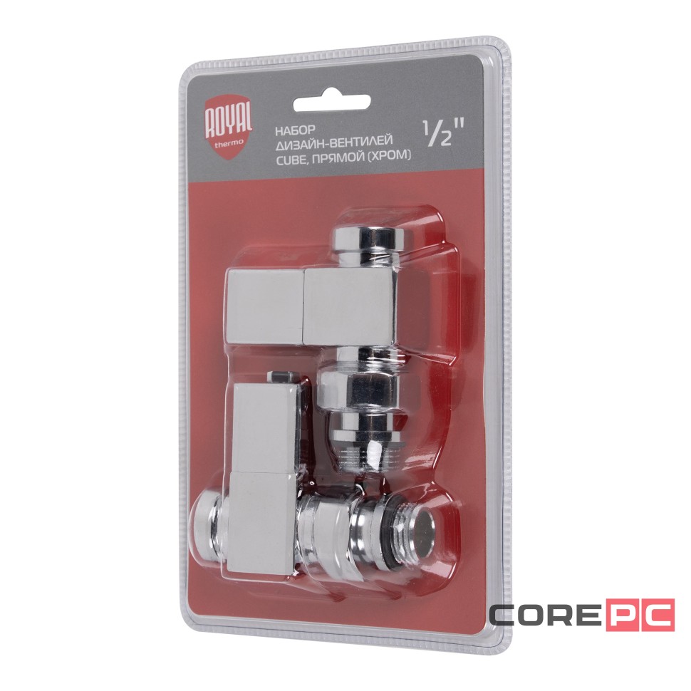 Набор дизайн-вентилей CUBE, прямой (хром) 1/2quot;