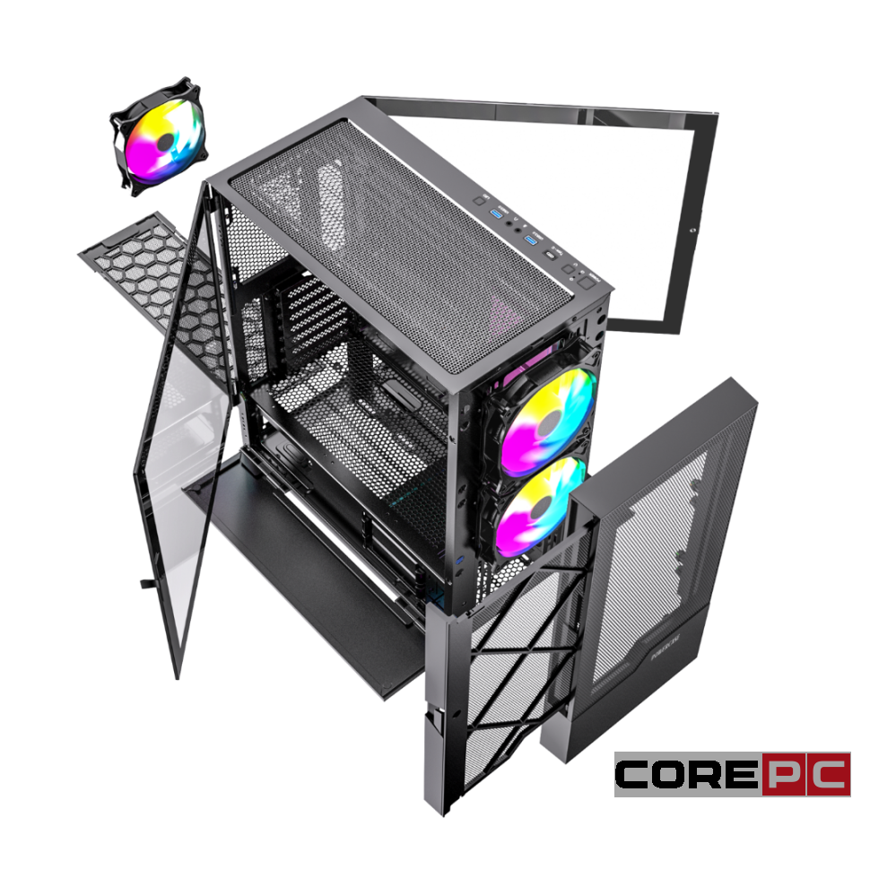 Компьютерный корпус Powercase LUMINOUS TG Black (CLB-L0)