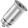 Автомобильное заряд. устр. Baseus Circular Metal 1USB/1C 30W CCALL-BS0S серебристое