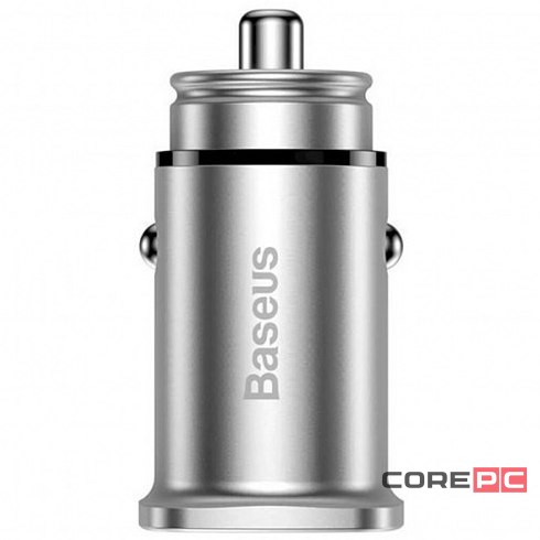 Автомобильное заряд. устр. Baseus Circular Metal 1USB/1C 30W CCALL-BS0S серебристое