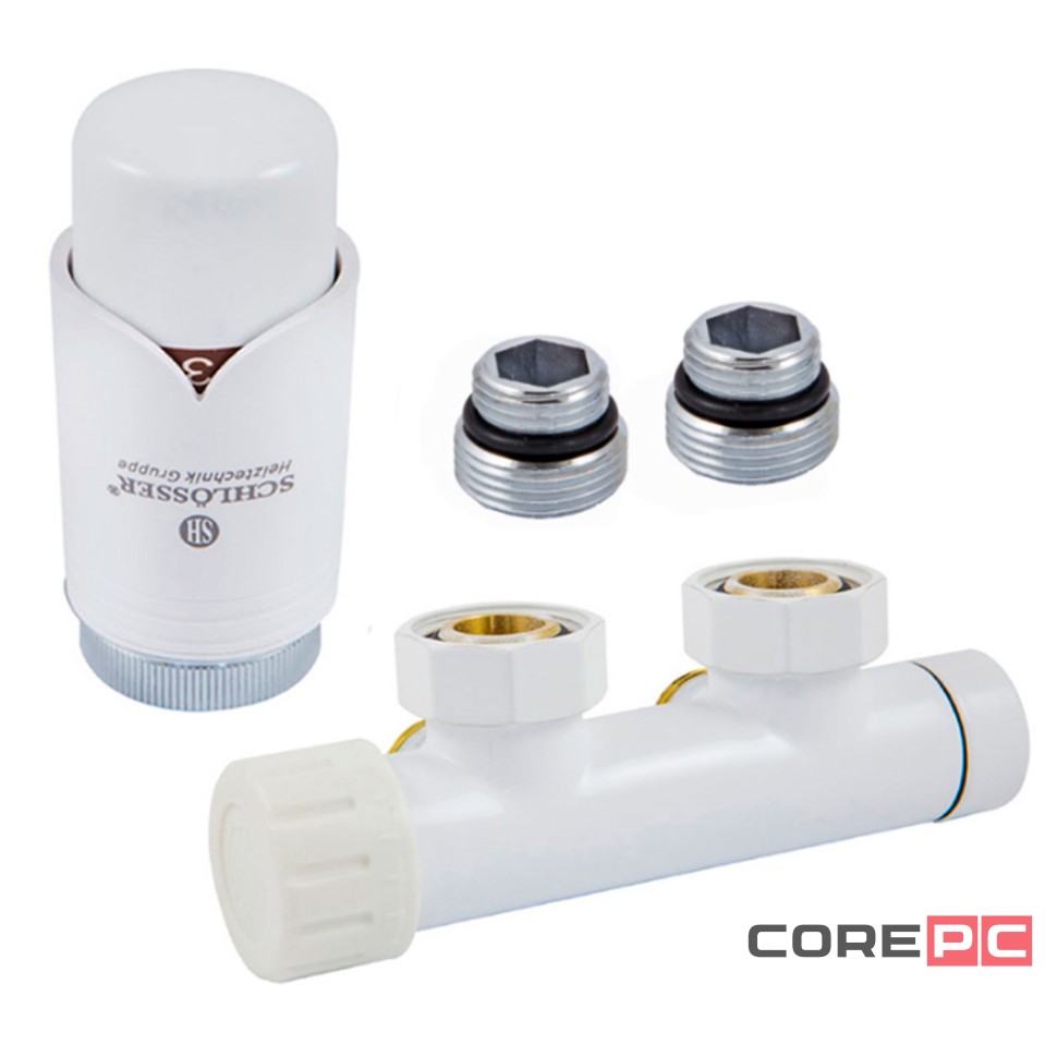 Комплект подключения SCHLOSSER DUO-PLEX 3/4xM22x1,5 Угловой, левый, белый + BRILLANT M30*1,5 + 2 Нип