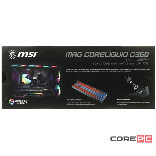 Система жидкостного охлаждения для процессора MSI MAG CORELIQUID C360 ARGB Socket 1700