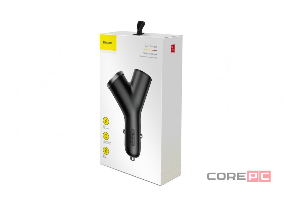 Автомобильное заряд. устр. + прикуриватель Baseus Y-type 2USB 3.4A CCALL-YX01 черное