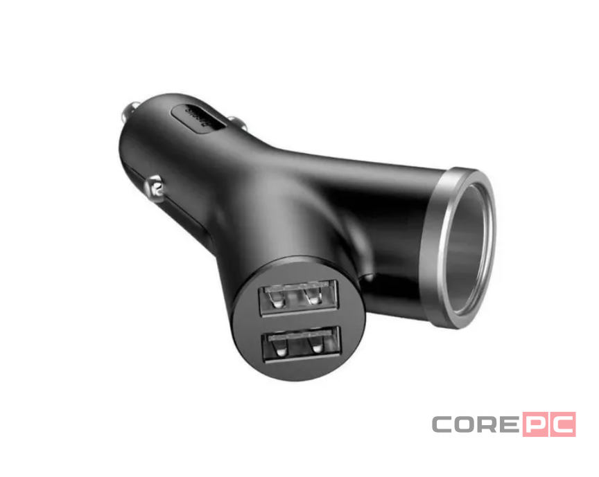 Автомобильное заряд. устр. + прикуриватель Baseus Y-type 2USB 3.4A CCALL-YX01 черное