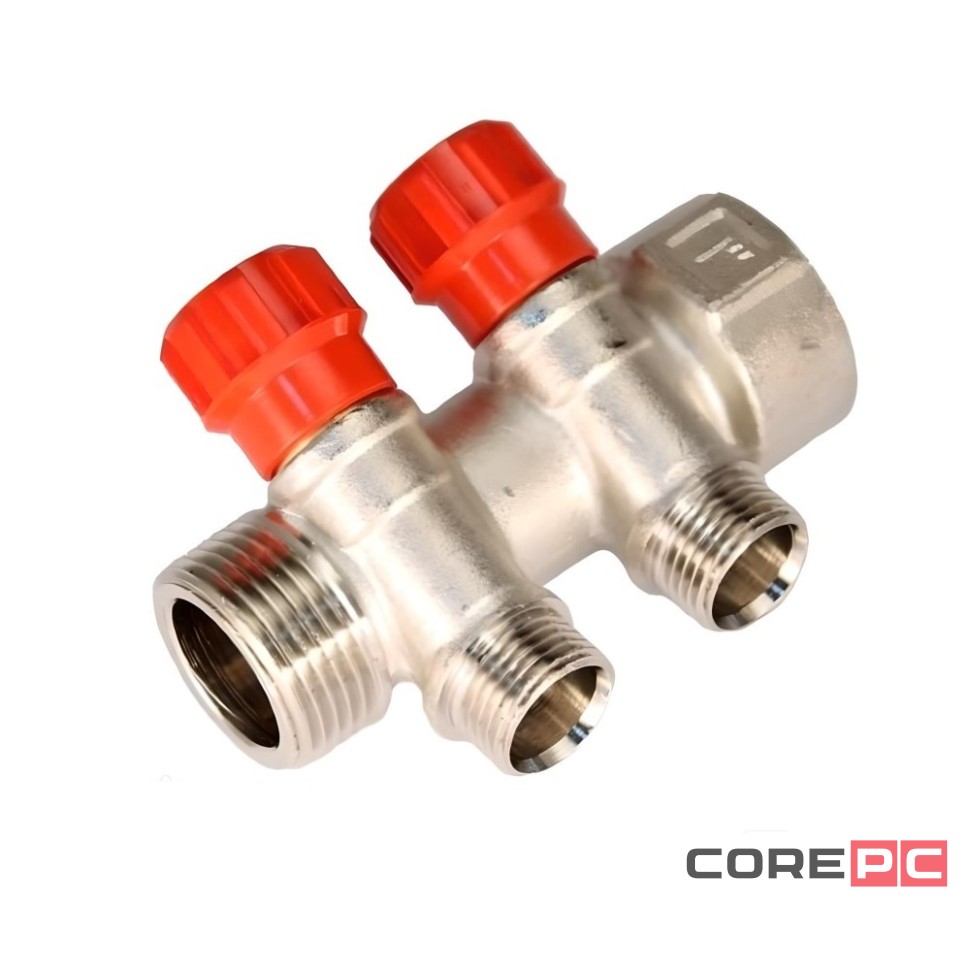 Коллектор VIEIR регулир. с вентилями 1quot;х3/4quot; 2 выхода (24/2) VR902