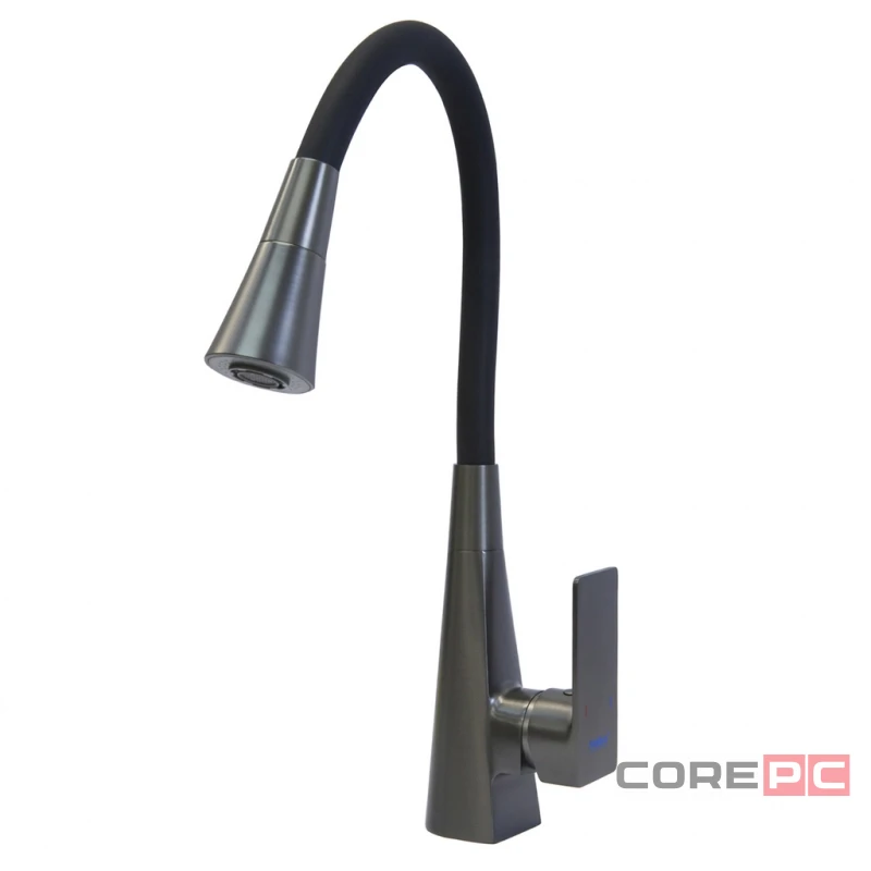 Смеситель для кухни Haiba HB73823-3, рычажное управление, цвет черный/оруж.сталь