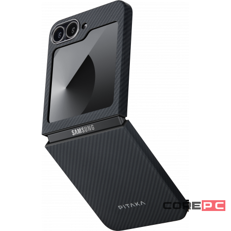 Чехол-накладка PITAKA MagEZ Case 5 для Samsung Galaxy Z Flip 6 карбоновый (арамид) черно-серый