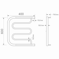 Водяной полотенцесушитель MIXLINE Серия СИМПЛ ПM1 ML-556323, нержавеющая сталь, пм-образная форма