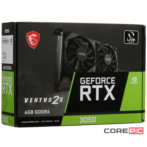 Видеокарта MSI (RTX 3050 VENTUS 2X 6G) GeForce RTX 3050 6GB VENTUS 2X
