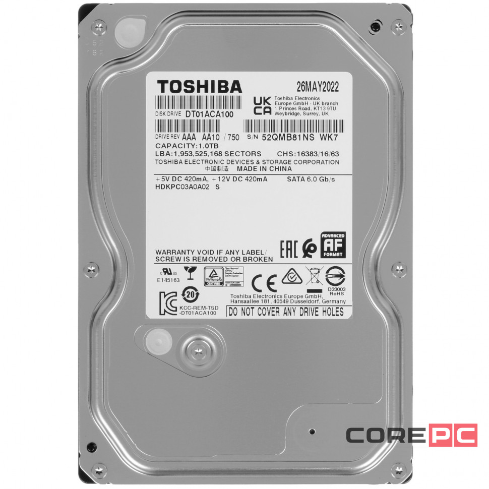 Жесткий диск Toshiba 1000 Gb (DT01ACA100)