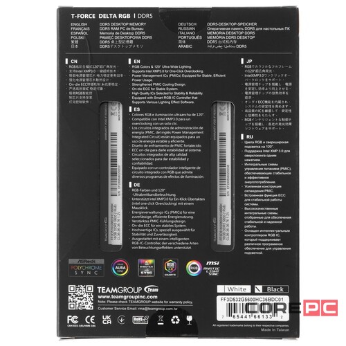 Оперативная память 32 Gb 5600 MHz Team Group T-FORCE DELTA RGB Black (FF3D532G5600HC36BDC01)