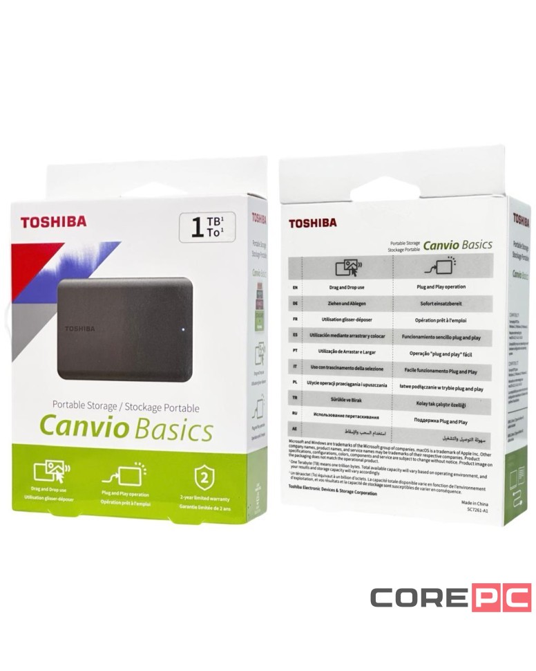 Внешний HDD Toshiba Canvio Basics 1TB (HDTB510EK3AA) черный