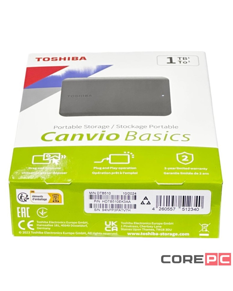 Внешний HDD Toshiba Canvio Basics 1TB (HDTB510EK3AA) черный