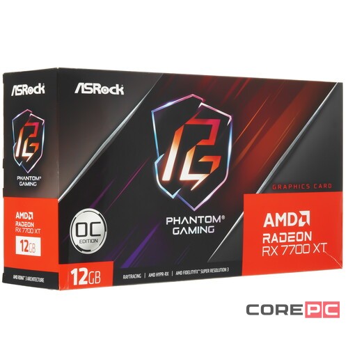 Видеокарта ASRock (RX7700XT PG 12GO) Radeon RX 7700 XT 12GB Phantom Gaming OC