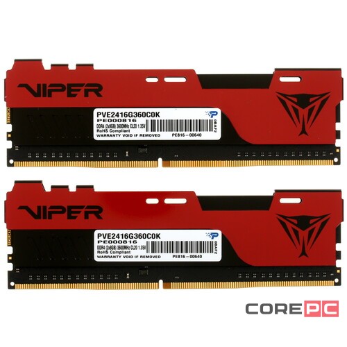 Оперативная память 16 Gb 3600 MHz PATRIOT VIPER ELITE II Red (PVE2416G360C0K)