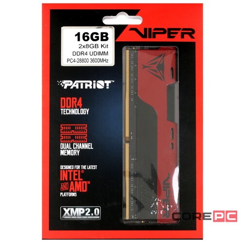 Оперативная память 16 Gb 3600 MHz PATRIOT VIPER ELITE II Red (PVE2416G360C0K)