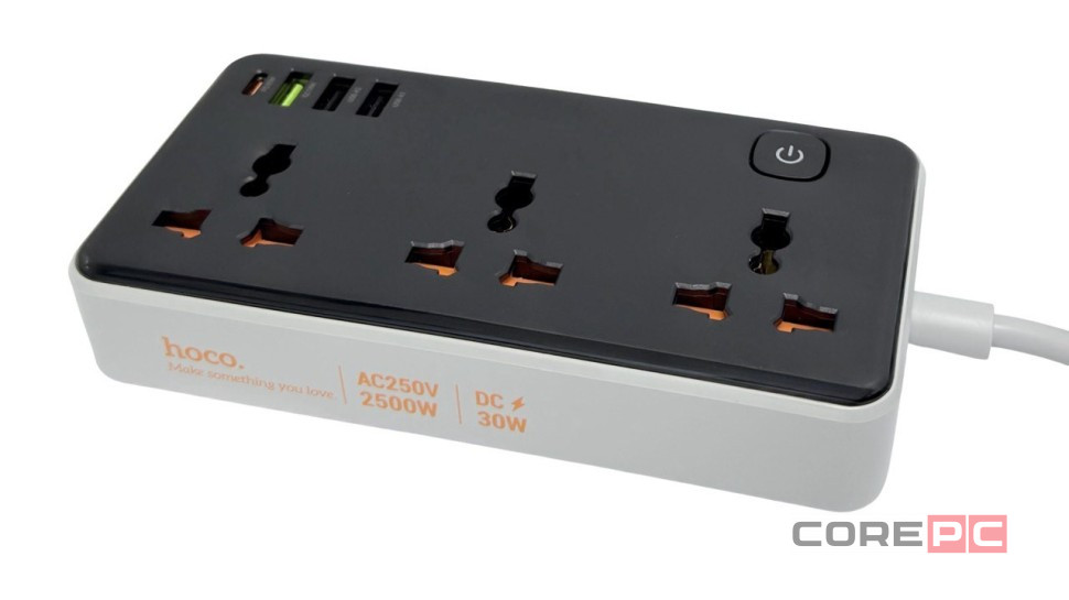 Сетевой фильтр Hoco AC8A 3 розетки/3USB/1USB-C 5м черный