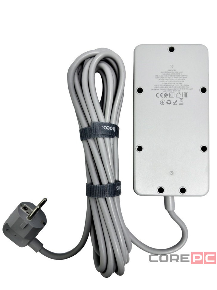 Сетевой фильтр Hoco AC8A 3 розетки/3USB/1USB-C 5м черный