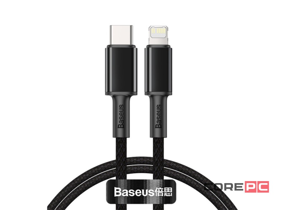 Кабель-зарядка Type-C на Lightning Baseus High Density Braided 1м (CATLGD-01) 20W черный
