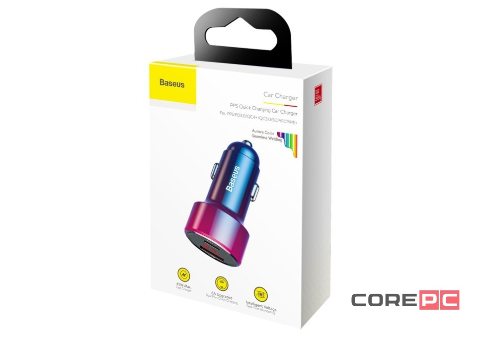 Автомобильное заряд. устр. Baseus 1USB/1C 45W CCMLC20C-09 перламутровое