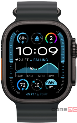 Apple Watch Ultra 2 (2024) 49mm Black Titanium Case with Black Ocean Band (One Size)