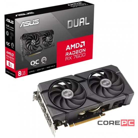 Видеокарта ASUS (DUAL-RX7600-O8G-EVO) Radeon RX 7600 8GB DUAL EVO OC (90YV0LD0-M0NA00)