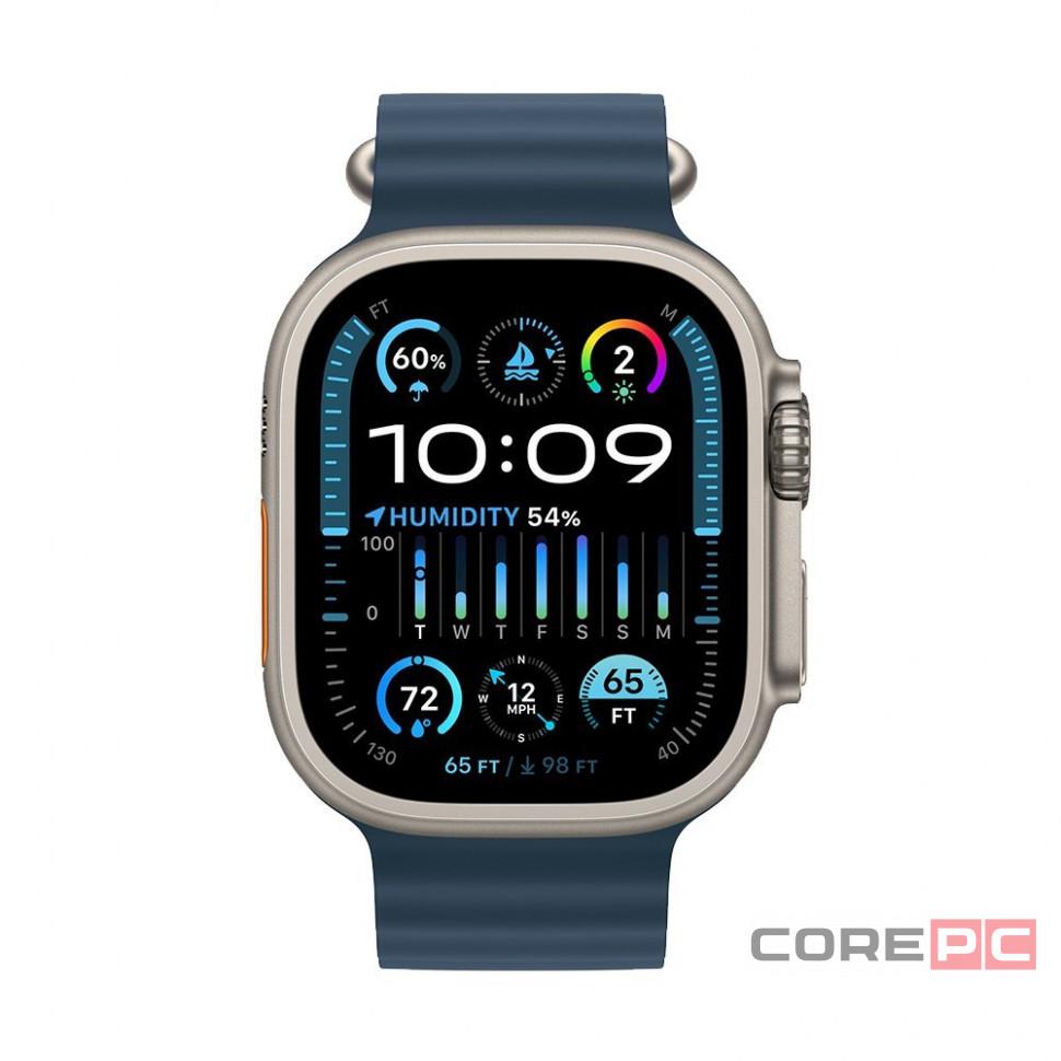 Apple Watch Ultra 2 49 mm Titanium Case Blue Ocean Band (One Size)