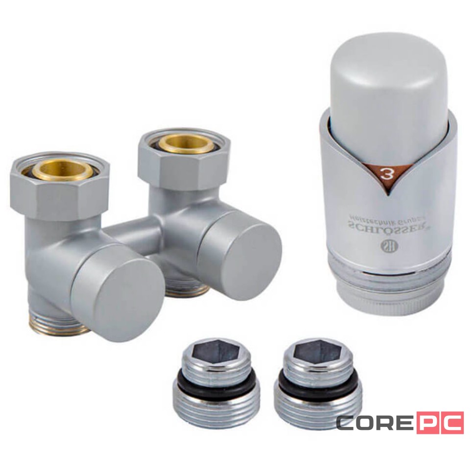 Комплект эксклюзив. узла подкл. SCHLOSSER 50мм, 3/4 x М22x1,5, 2 нип., угл., сатин