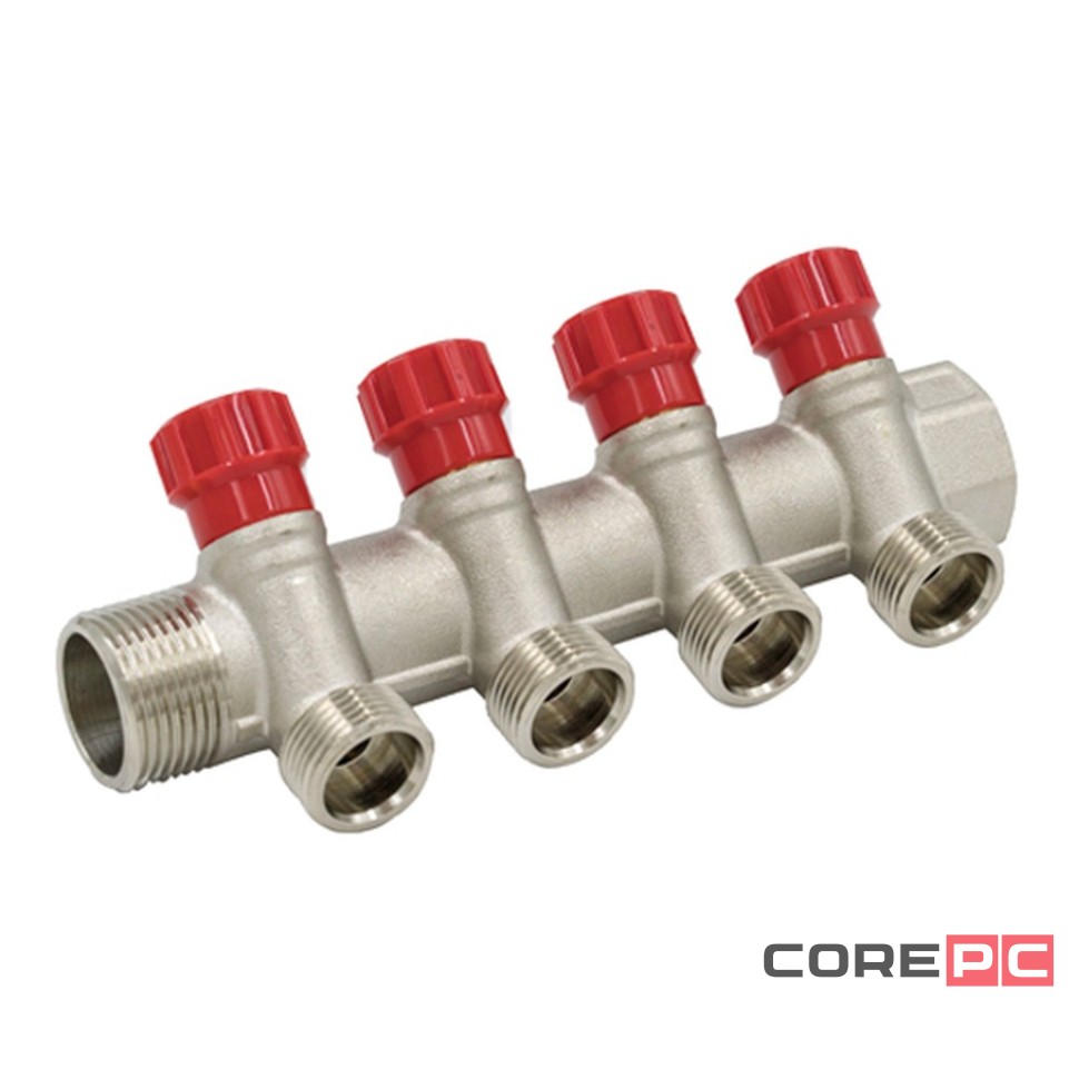 Коллектор VIEIR регулир. с вентилями 1quot;х3/4quot; 4 выхода (12/2) VR904