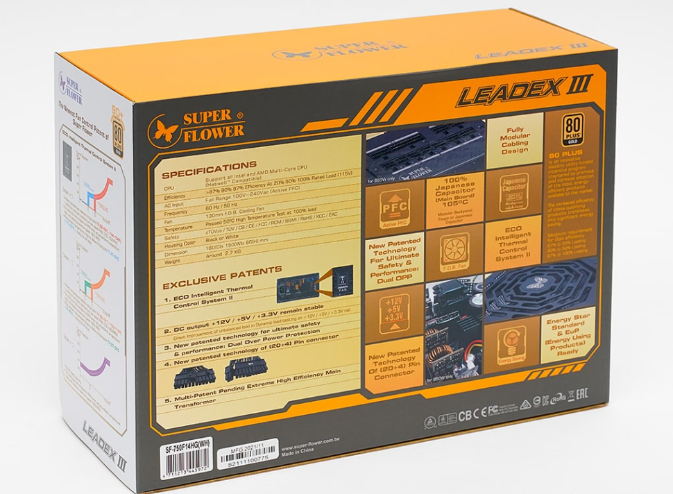 Блок питания Super Flower 750W LEADEX III Gold White SF-750F14HG