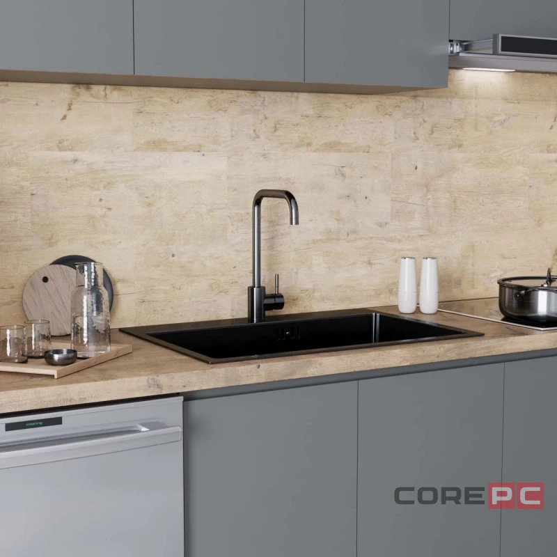 Смеситель для кухни MIXLINE МЛНС-0301Г/MLSS-0301BL, рычажное управление, цвет черный графит
