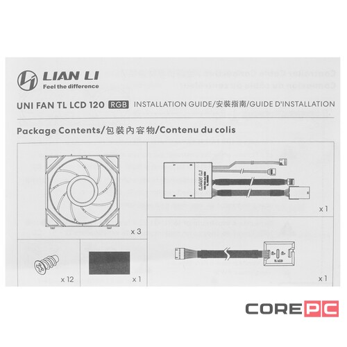 Комплект вентиляторов для корпуса Lian Li UNI FAN TL LCD 120 ARGB White (G99.12TLLCD3W.R0)