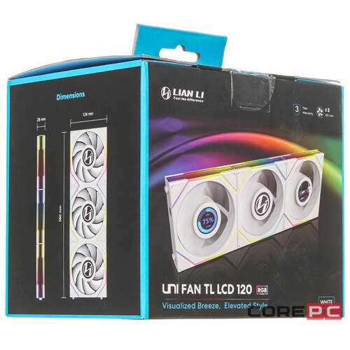 Комплект вентиляторов для корпуса Lian Li UNI FAN TL LCD 120 ARGB White (G99.12TLLCD3W.R0)