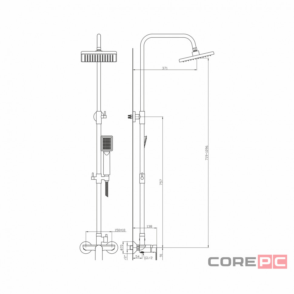 Душевая система MIXLINE 35к МЛ2426(ML2426) лейка 1 позиция +лейка тропический душ, хром
