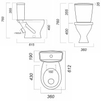 Унитаз компакт Sanita WC.CC/Etalon/1-P/WHT.G/S1 с сиденьем, цвет белый