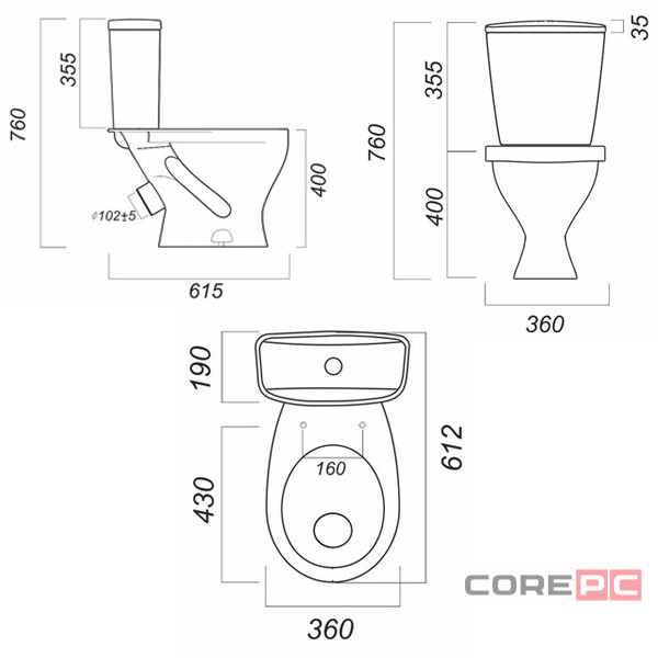 Унитаз компакт Sanita WC.CC/Etalon/1-P/WHT.G/S1 с сиденьем, цвет белый