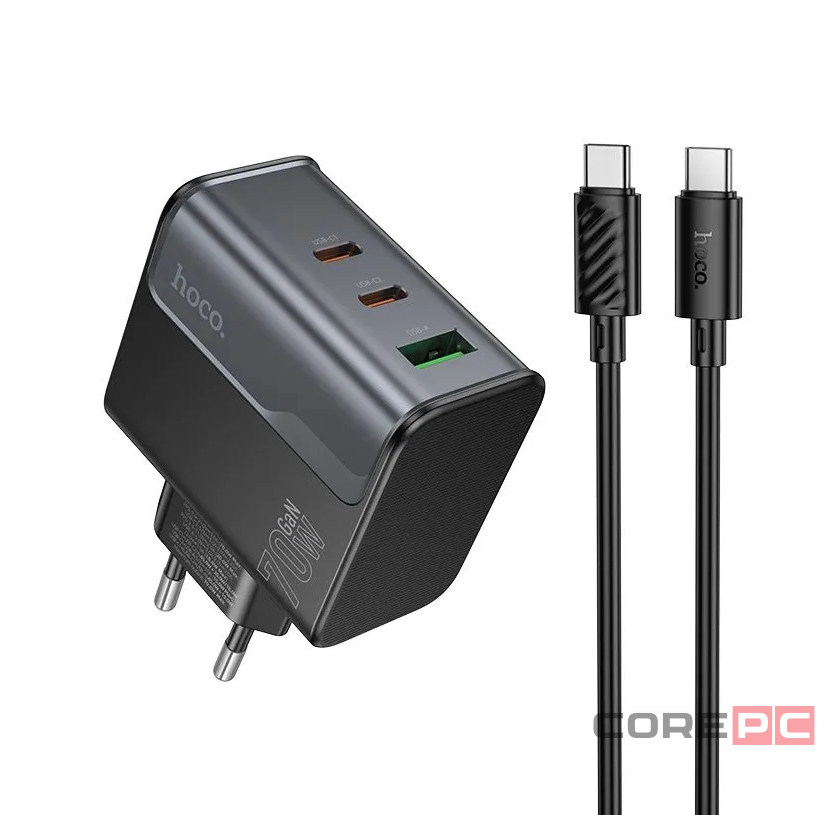 Сетевое зар. устр. Hoco CS75A 1USB/2C 70W QC3.0 черное