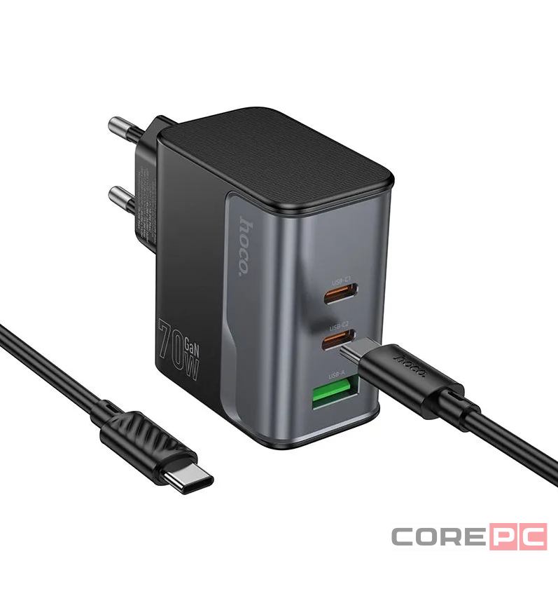 Сетевое зар. устр. Hoco CS75A 1USB/2C 70W QC3.0 черное